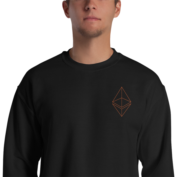 Ethereum line design - Men’s Embroidered Crewneck Sweatshirt