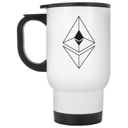 Ethereum line design - White Travel Mug