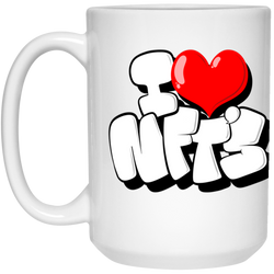Simon Dee Art  - I LOVE NFT - 15 oz. White Mug