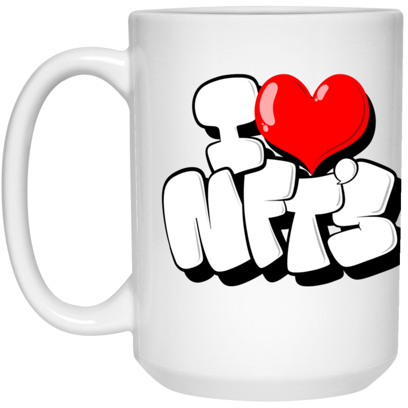 Simon Dee Art  - I LOVE NFT - 15 oz. White Mug