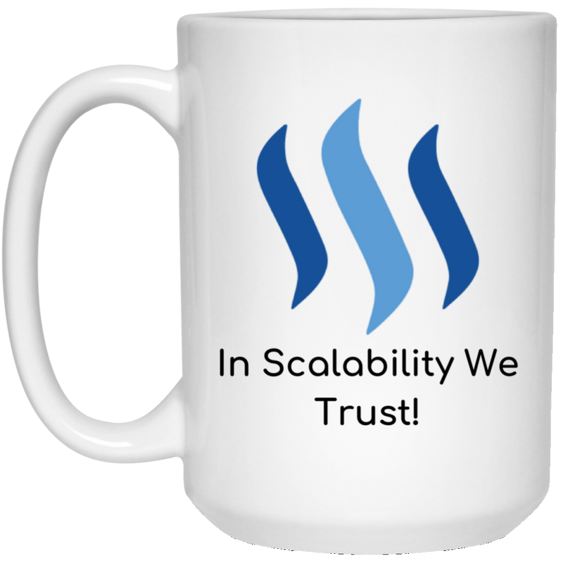 Steem in scalability we trust - 15 oz. White Mug