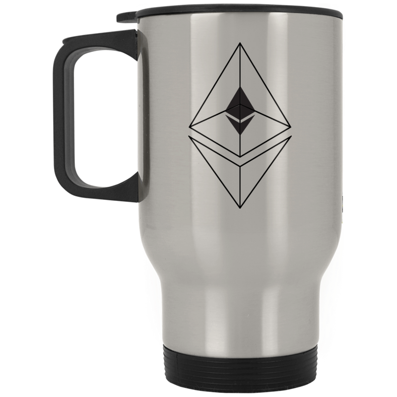 Ethereum line design - Silver Stainless Travel Mug