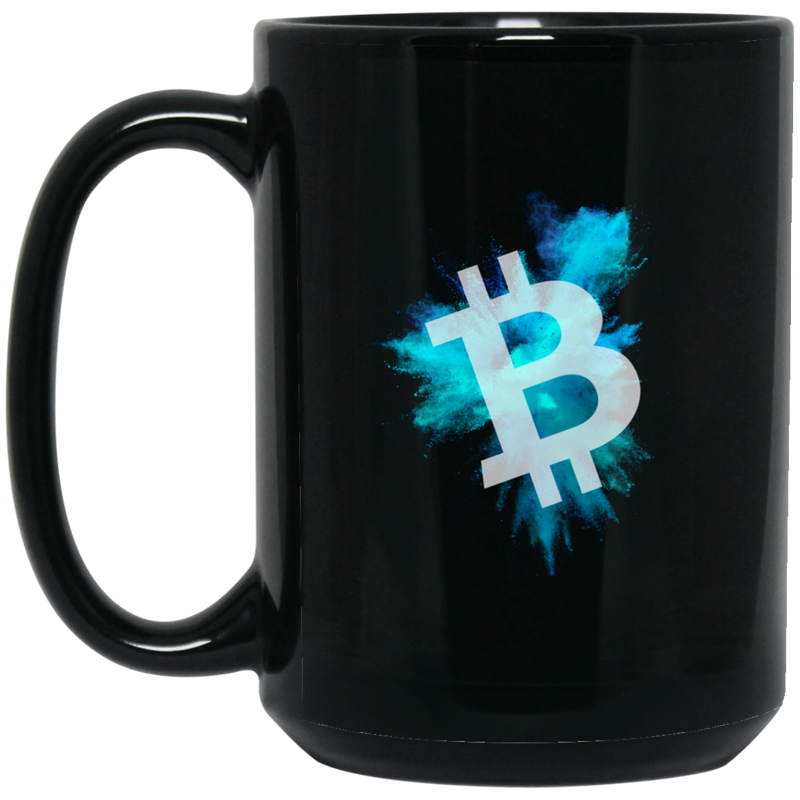 Bitcoin color cloud - 15 oz. Black Mug