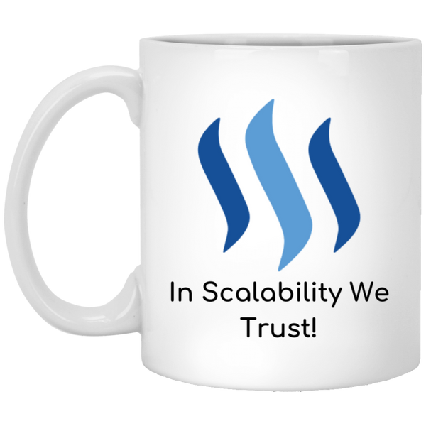 Steem in scalability we trust - 11 oz. White Mug