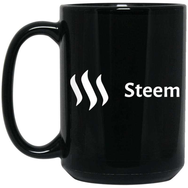 Steem white - 15 oz. Black Mug