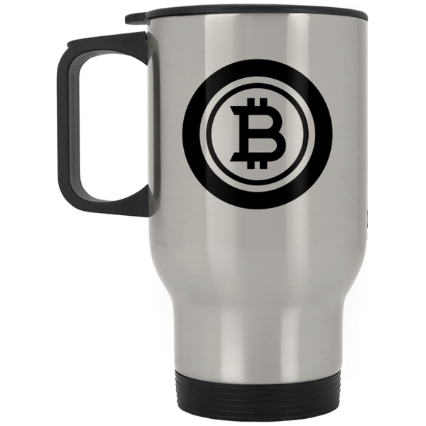Bitcoin black - Silver Stainless Travel Mug