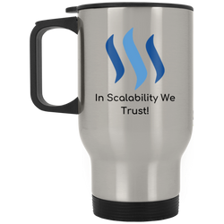 Steem in scalability we trust - Silver Stainless Travel Mug