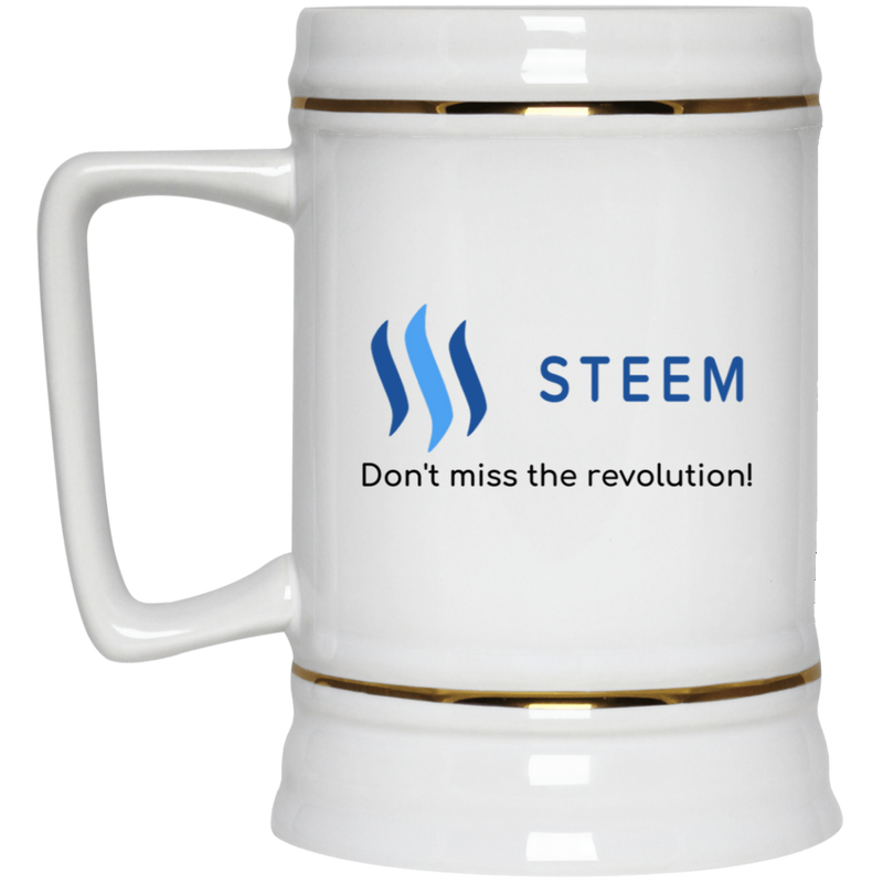 Steem don't miss the revolution - Beer Stein 22oz.