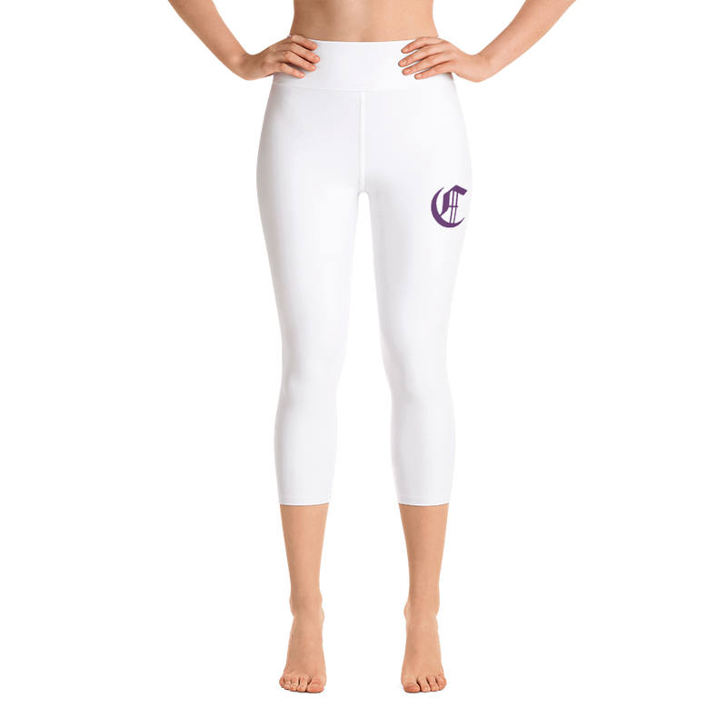 Yoga 3/4 Leggings TheCryptonomist - White/Violet