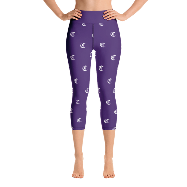 Yoga 3/4 Leggings - all TheCryptonomist - Violet/White