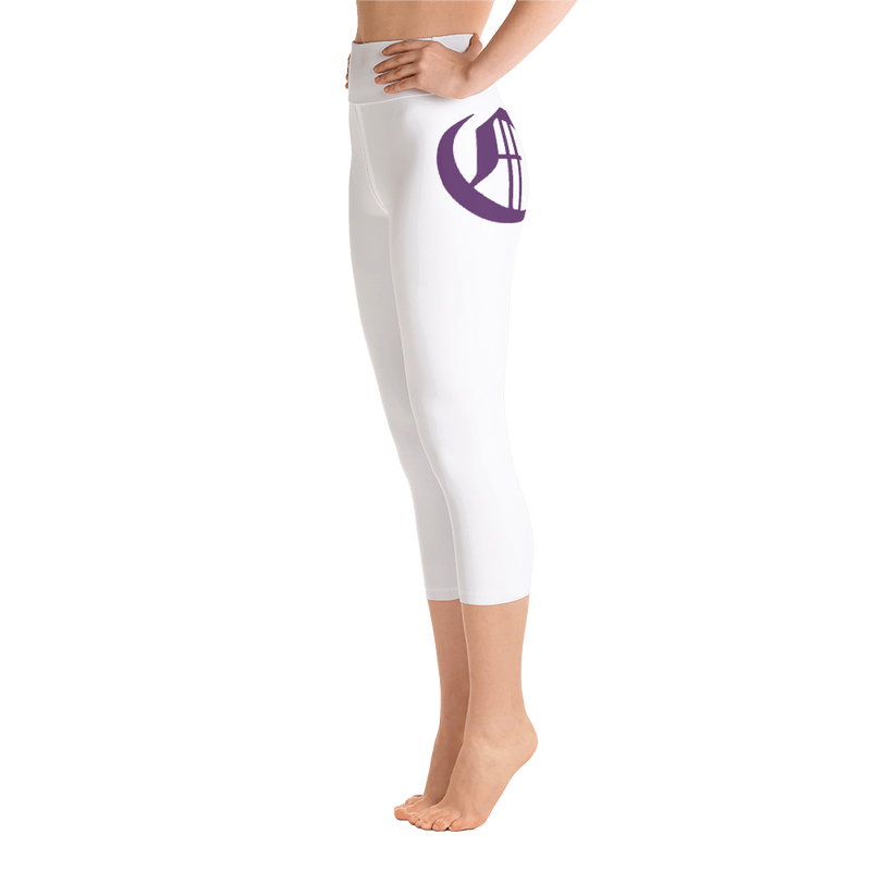 Yoga 3/4 Leggings TheCryptonomist Back - White/Violet