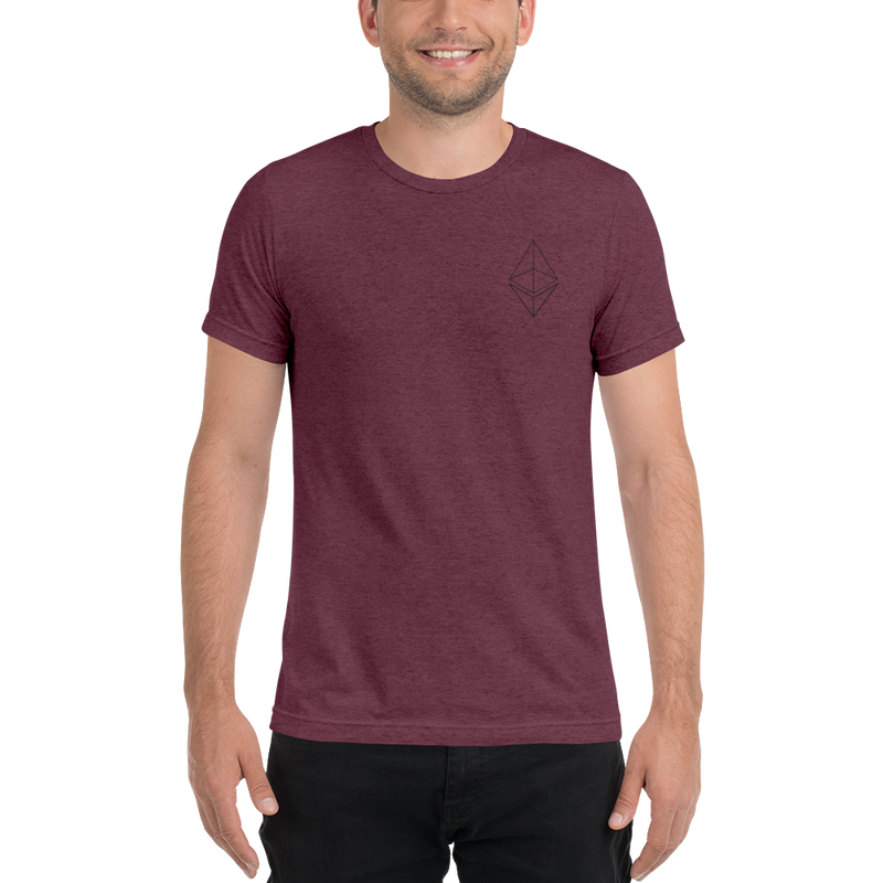Ethereum line design - Men's Embroidered Tri-Blend T-Shirt