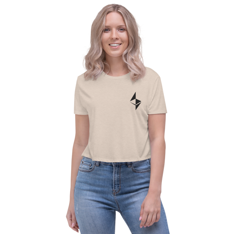 Ethereum surface design - Women's Embroidered Crop Tee