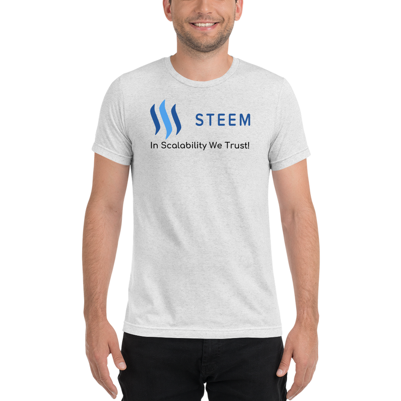 In scalability we trust (Steem) – Men’s Tri-Blend T-Shirt
